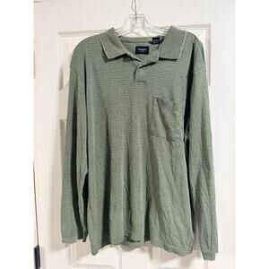 Haggar Men's Long sleeve Polo Shirt- Green Size L